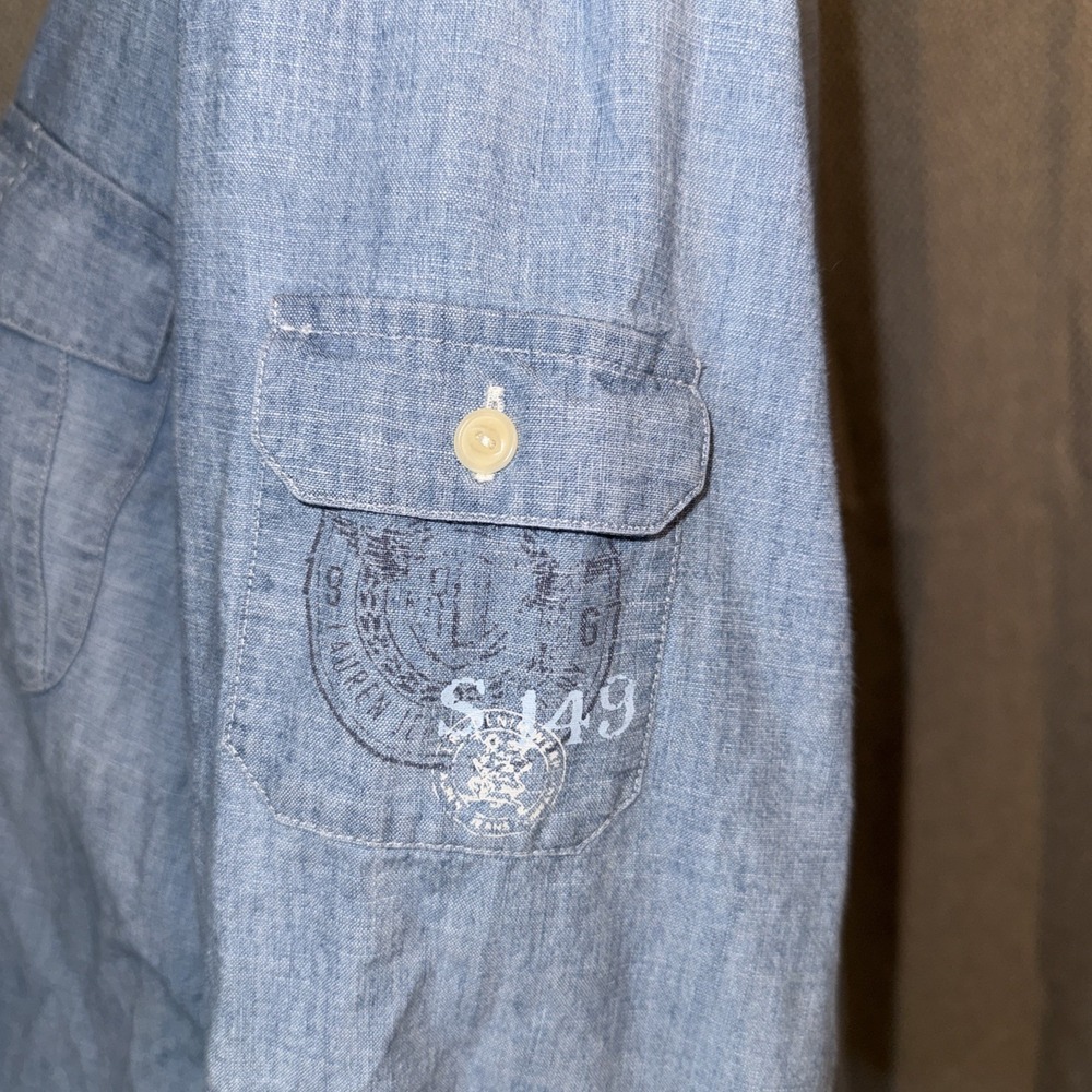 Lauren Jeans Co Ralph Lauren Shirt Women XL Blue Chambray Blouse Cowgirl Vintage - Picture 3 of 10
